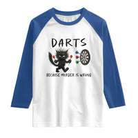 Funny Grumpy Cat Dart Player Raglan Shirt Because Murder Is Wrong Pub Game Gift - Wonder Print Shop
