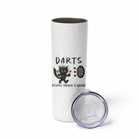 Funny Grumpy Cat Dart Player Skinny Tumbler Because Murder Is Wrong Pub Game Gift - Wonder Print Shop