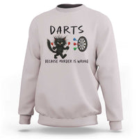 Funny Grumpy Cat Dart Player Sweatshirt Because Murder Is Wrong Pub Game Gift - Wonder Print Shop