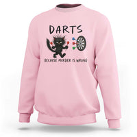 Funny Grumpy Cat Dart Player Sweatshirt Because Murder Is Wrong Pub Game Gift - Wonder Print Shop