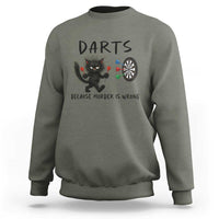 Funny Grumpy Cat Dart Player Sweatshirt Because Murder Is Wrong Pub Game Gift - Wonder Print Shop