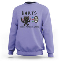 Funny Grumpy Cat Dart Player Sweatshirt Because Murder Is Wrong Pub Game Gift - Wonder Print Shop