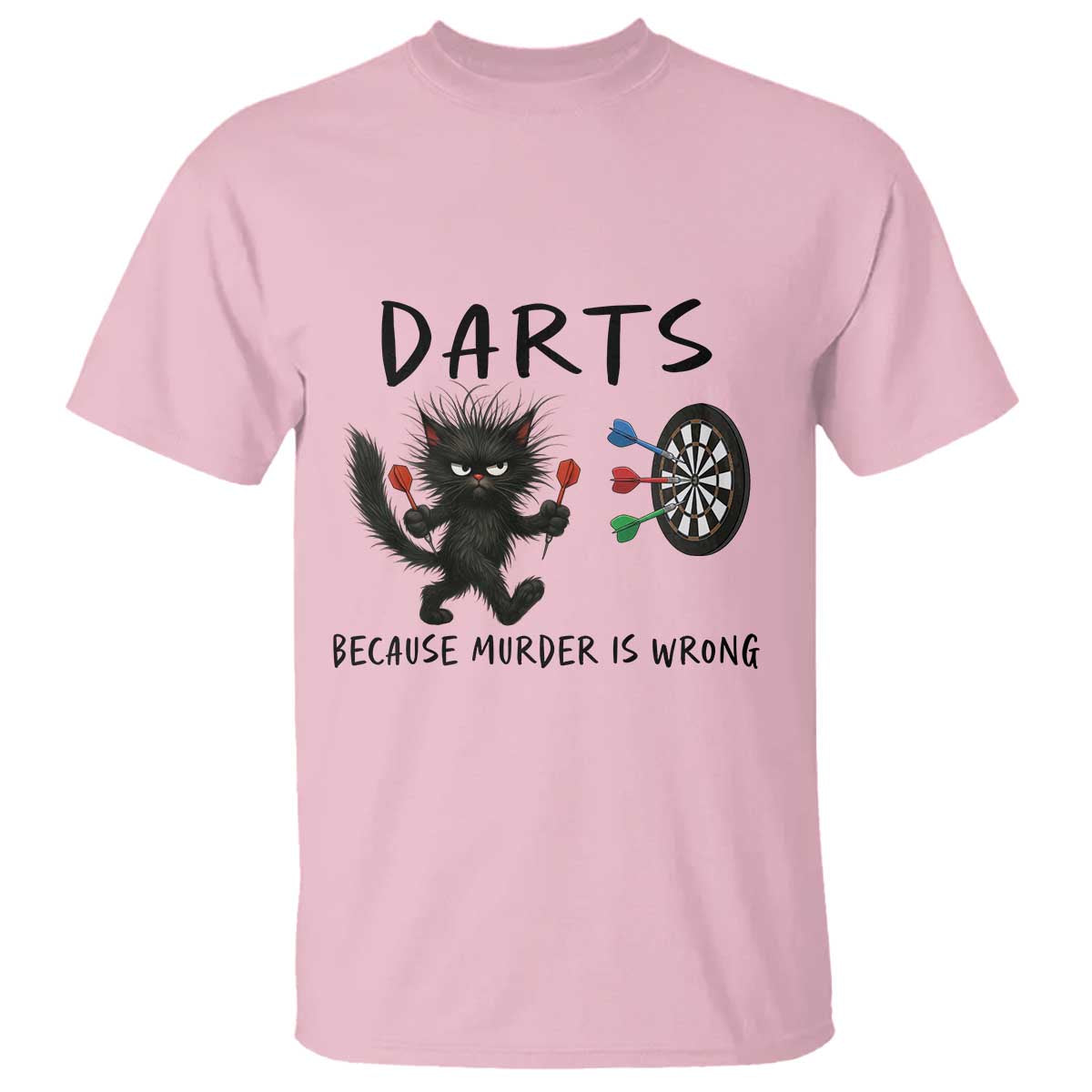 Funny Grumpy Cat Dart Player T Shirt Because Murder Is Wrong Pub Game Gift - Wonder Print Shop