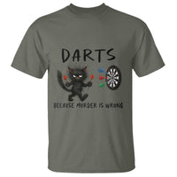 Funny Grumpy Cat Dart Player T Shirt Because Murder Is Wrong Pub Game Gift - Wonder Print Shop