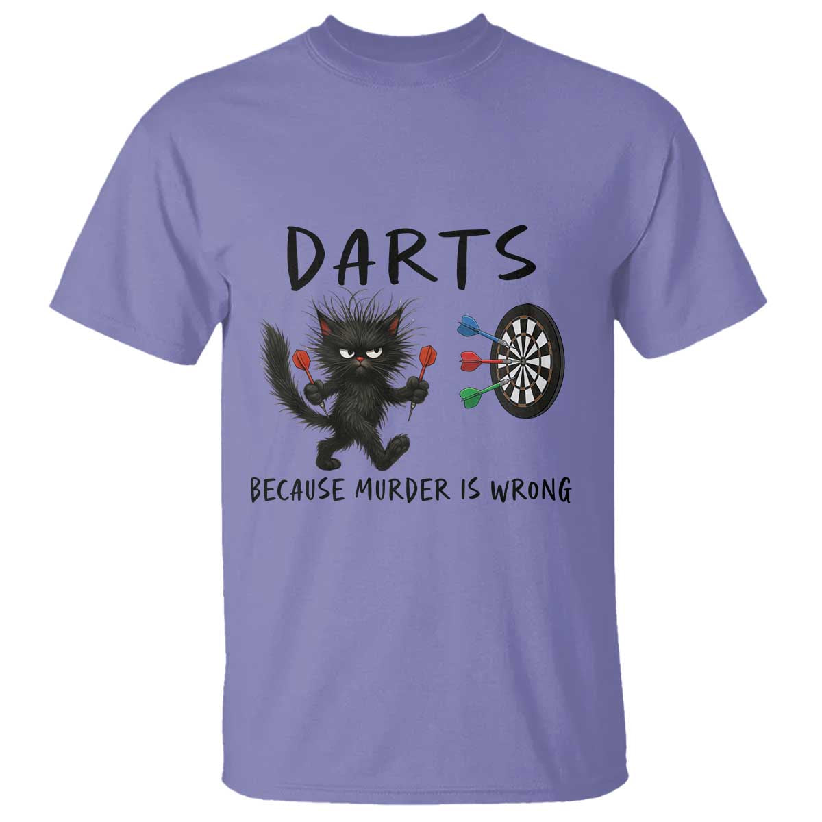 Funny Grumpy Cat Dart Player T Shirt Because Murder Is Wrong Pub Game Gift - Wonder Print Shop