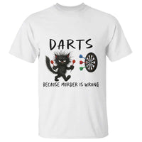 Funny Grumpy Cat Dart Player T Shirt Because Murder Is Wrong Pub Game Gift - Wonder Print Shop