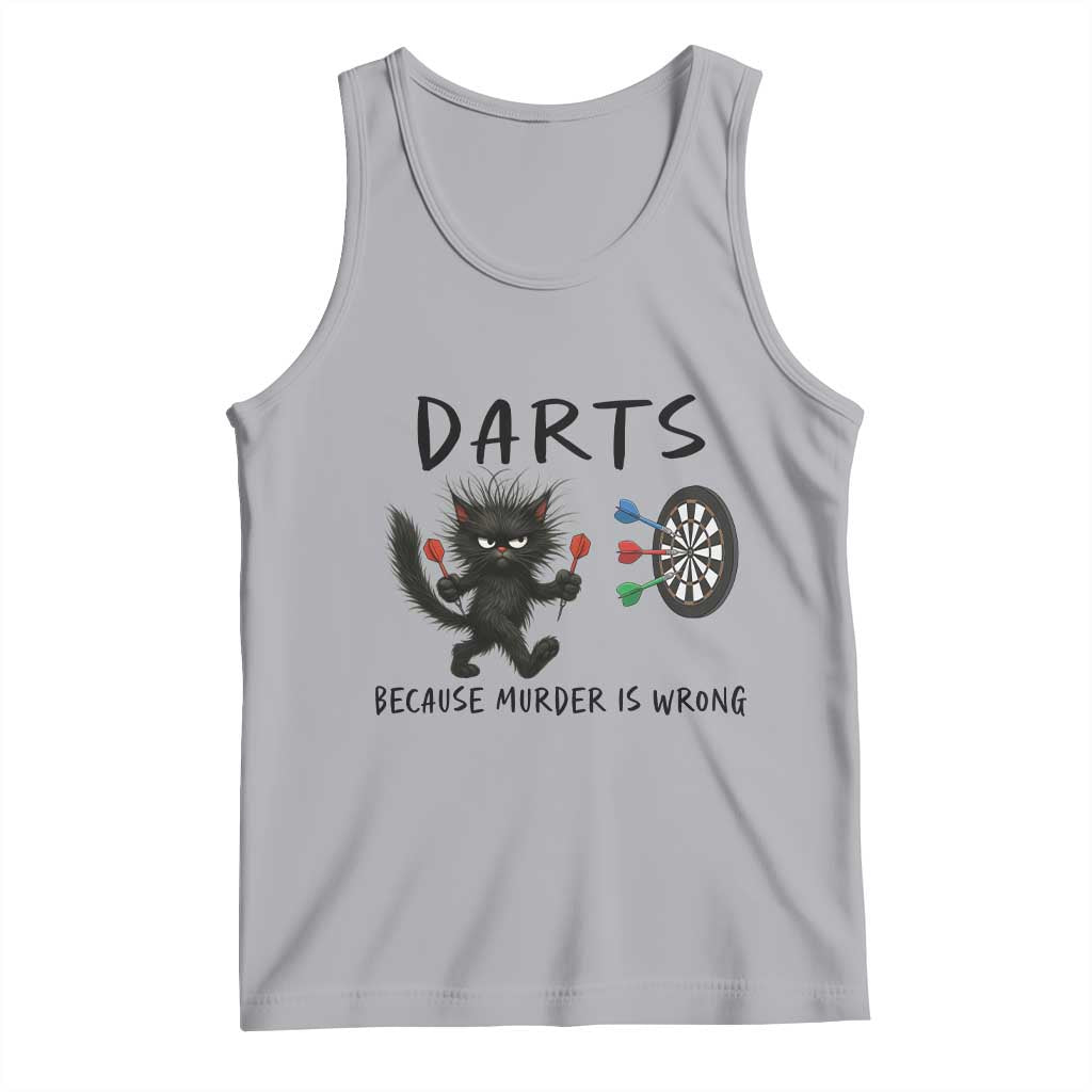 Funny Grumpy Cat Dart Player Tank Top Because Murder Is Wrong Pub Game Gift - Wonder Print Shop