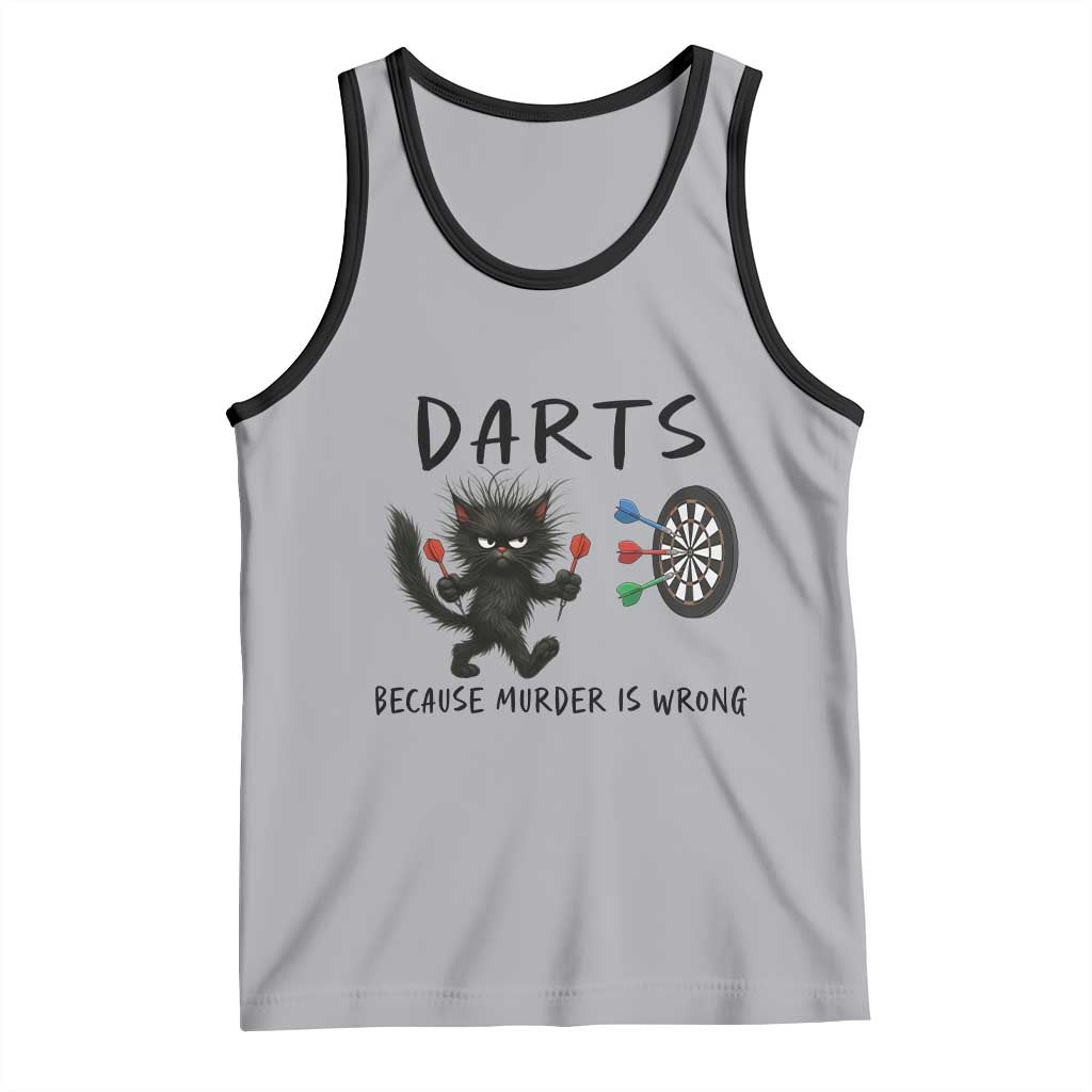 Funny Grumpy Cat Dart Player Tank Top Because Murder Is Wrong Pub Game Gift - Wonder Print Shop