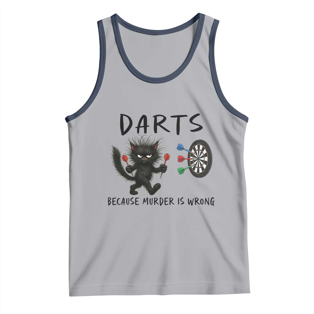Funny Grumpy Cat Dart Player Tank Top Because Murder Is Wrong Pub Game Gift - Wonder Print Shop