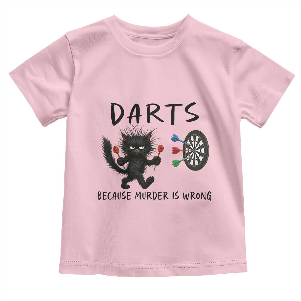 Funny Grumpy Cat Dart Player Toddler T Shirt Because Murder Is Wrong Pub Game Gift - Wonder Print Shop