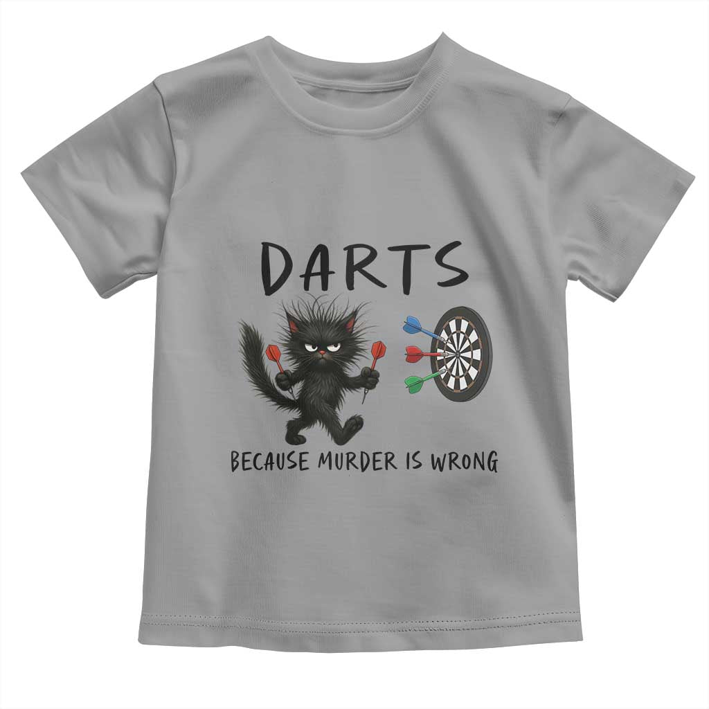 Funny Grumpy Cat Dart Player Toddler T Shirt Because Murder Is Wrong Pub Game Gift - Wonder Print Shop