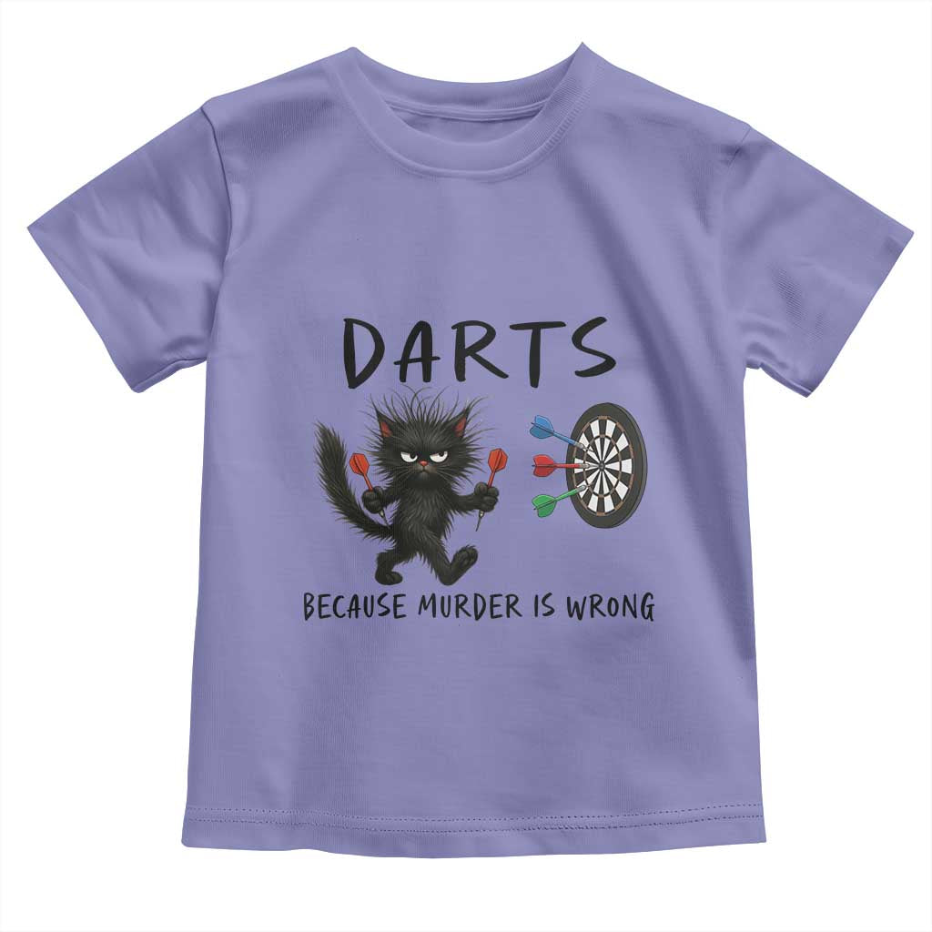 Funny Grumpy Cat Dart Player Toddler T Shirt Because Murder Is Wrong Pub Game Gift - Wonder Print Shop