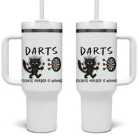 Funny Grumpy Cat Dart Player Tumbler With Handle Because Murder Is Wrong Pub Game Gift - Wonder Print Shop
