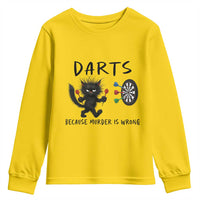 Funny Grumpy Cat Dart Player Youth Sweatshirt Because Murder Is Wrong Pub Game Gift - Wonder Print Shop