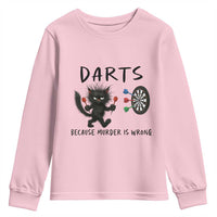 Funny Grumpy Cat Dart Player Youth Sweatshirt Because Murder Is Wrong Pub Game Gift - Wonder Print Shop