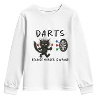 Funny Grumpy Cat Dart Player Youth Sweatshirt Because Murder Is Wrong Pub Game Gift - Wonder Print Shop
