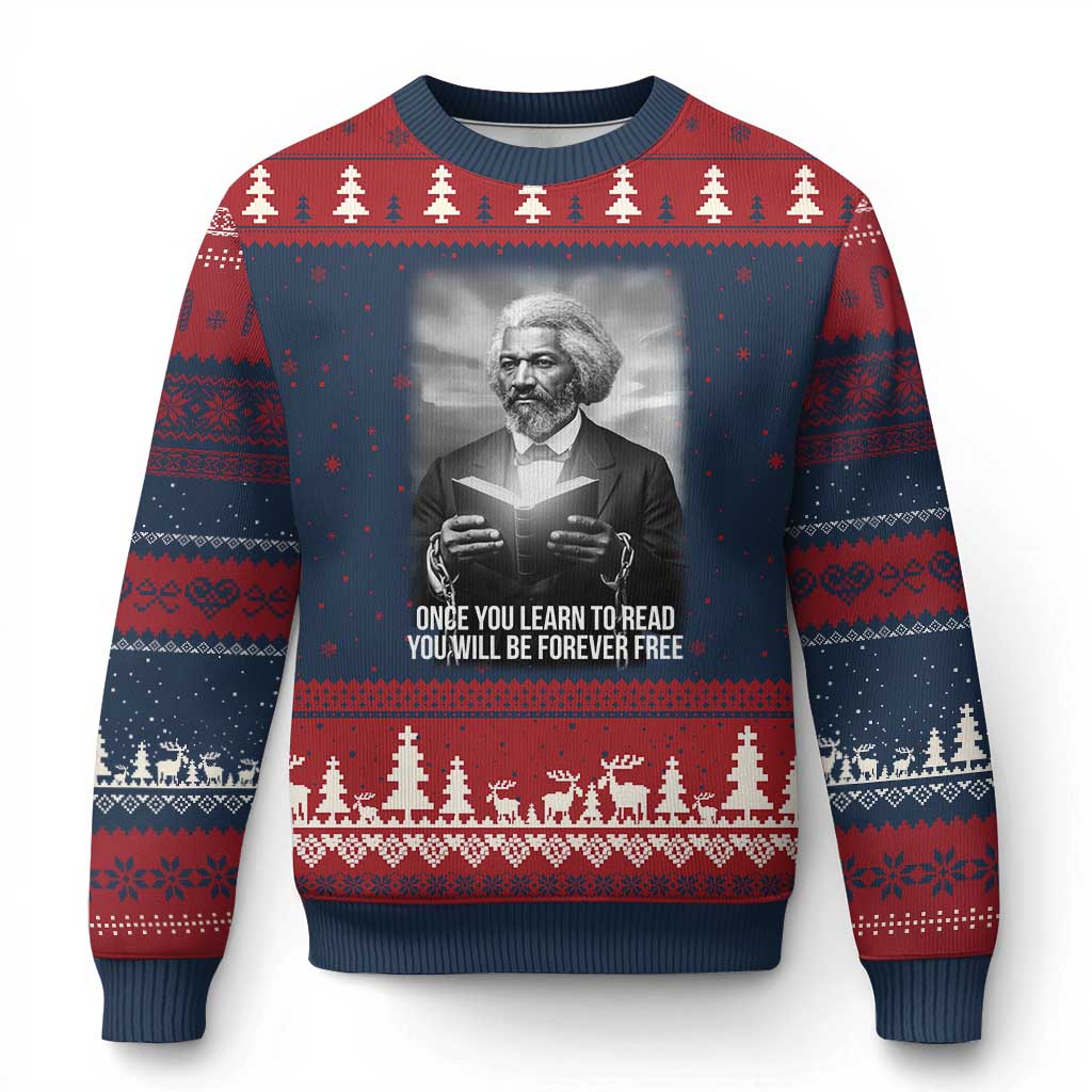 Frederick Douglass Ugly Christmas Sweater Once You Learn To Read You Will Be Forever Free - Wonder Print Shop