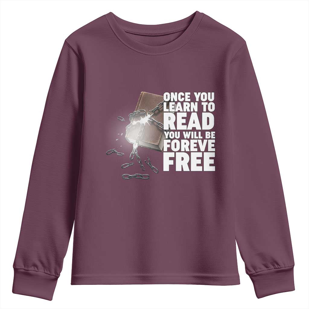 Frederick Douglass Freedom Quote Youth Sweatshirt Once You Learn To Read - Wonder Print Shop