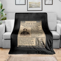 Education Is Freedom Newspaper Throw Blanket Frederick Douglass Black History Month Gift - Wonder Print Shop