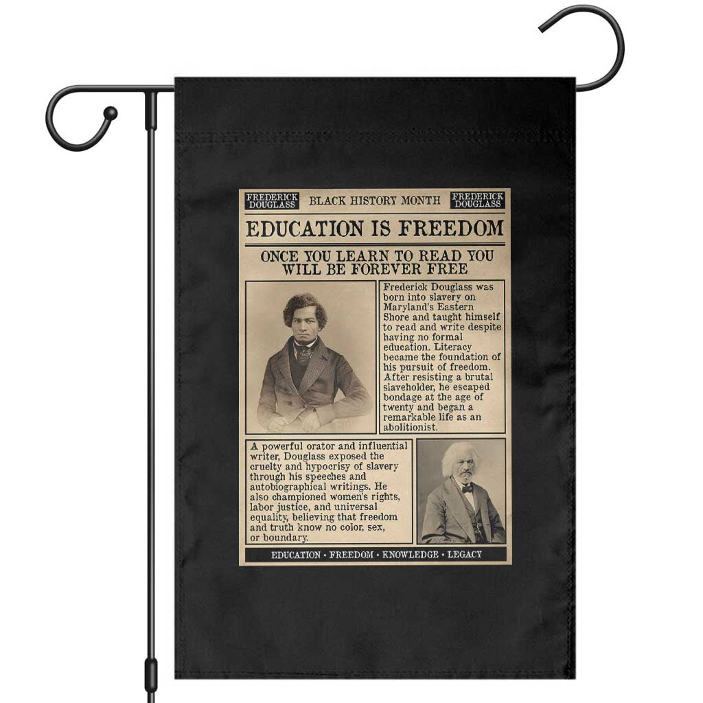 Education Is Freedom Newspaper Garden Flag Frederick Douglass Black History Month Gift - Wonder Print Shop