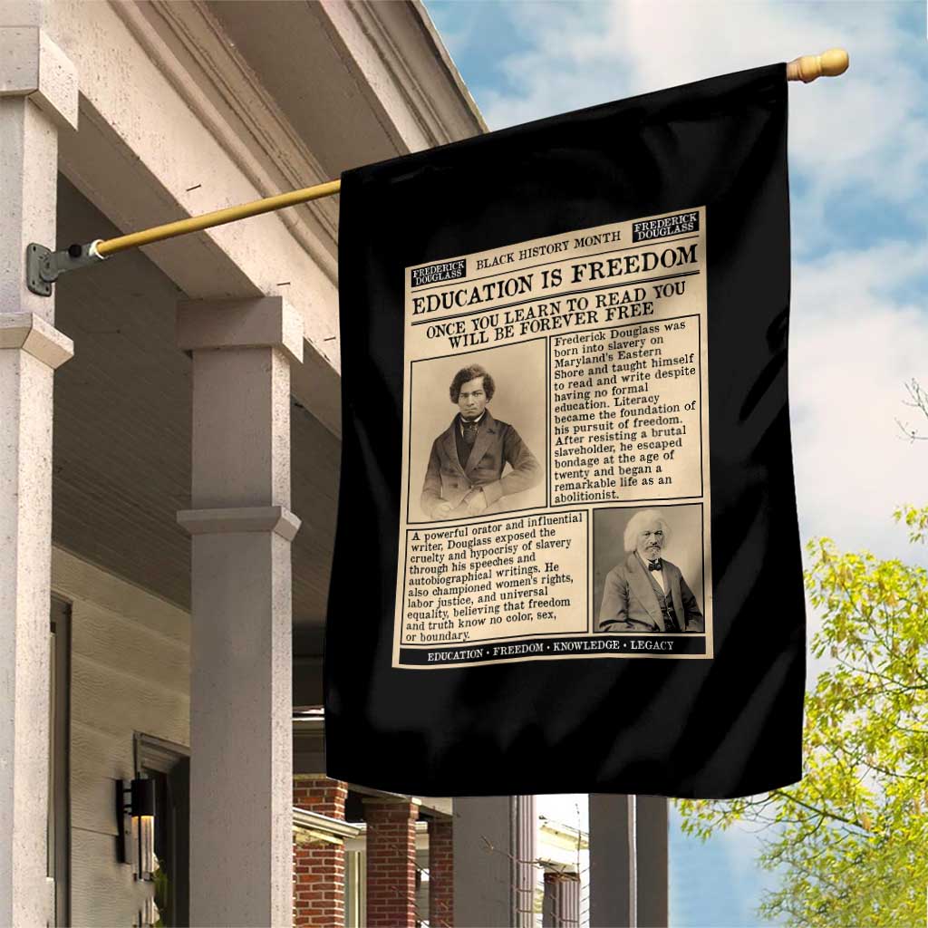 Education Is Freedom Newspaper Garden Flag Frederick Douglass Black History Month Gift - Wonder Print Shop