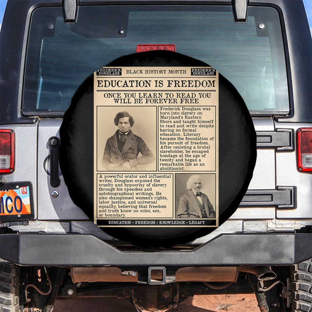 Education Is Freedom Newspaper Spare Tire Cover Frederick Douglass Black History Month Gift - Wonder Print Shop