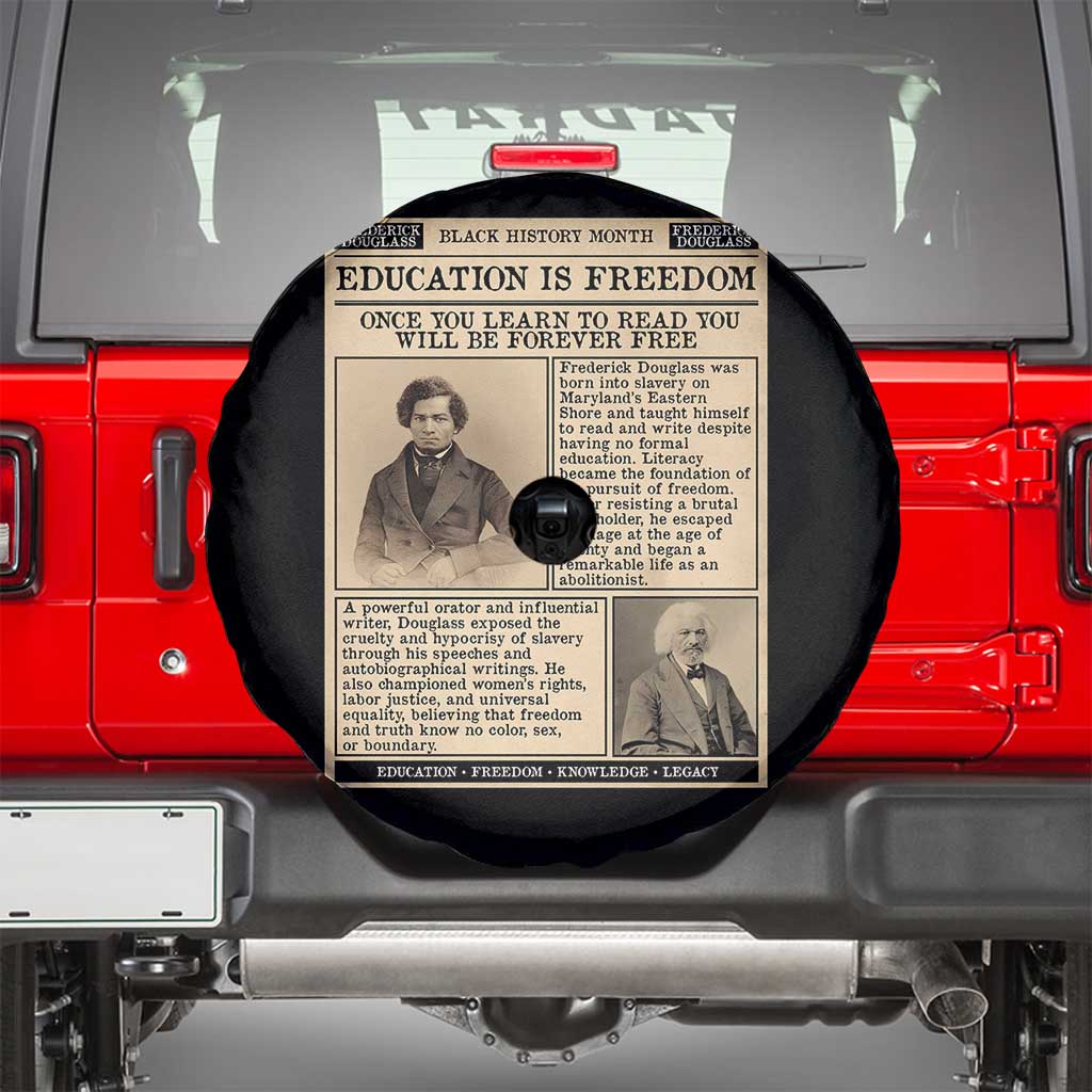Education Is Freedom Newspaper Spare Tire Cover Frederick Douglass Black History Month Gift - Wonder Print Shop