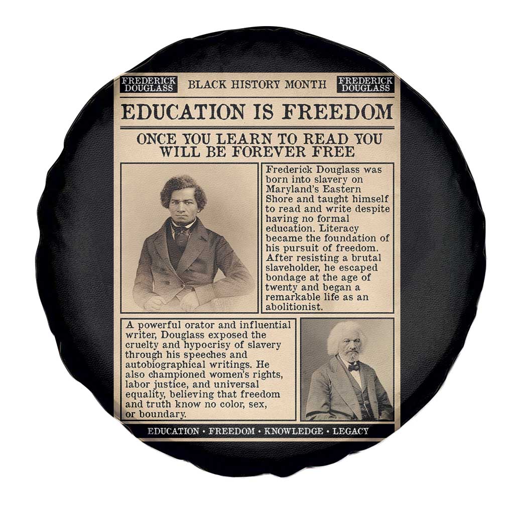 Education Is Freedom Newspaper Spare Tire Cover Frederick Douglass Black History Month Gift - Wonder Print Shop