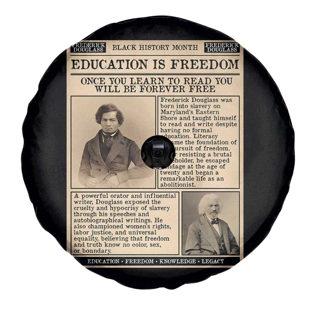 Education Is Freedom Newspaper Spare Tire Cover Frederick Douglass Black History Month Gift - Wonder Print Shop