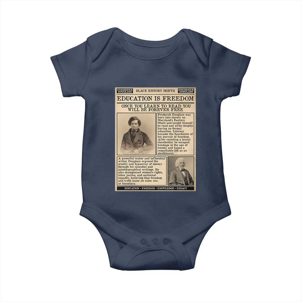 Education Is Freedom Newspaper Baby Onesie Frederick Douglass Black History Month Gift - Wonder Print Shop