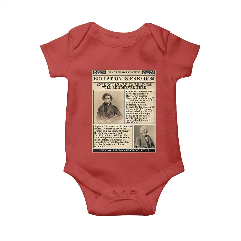 Education Is Freedom Newspaper Baby Onesie Frederick Douglass Black History Month Gift - Wonder Print Shop