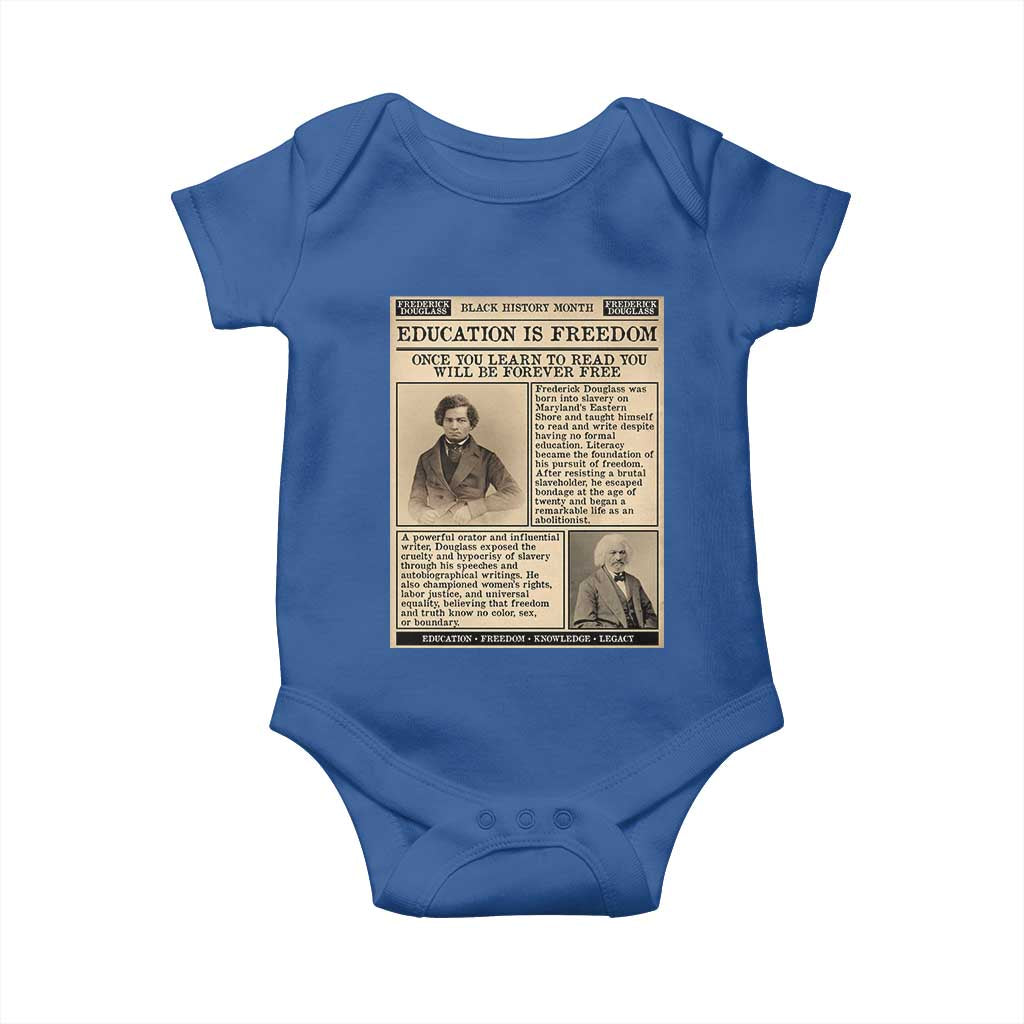 Education Is Freedom Newspaper Baby Onesie Frederick Douglass Black History Month Gift - Wonder Print Shop