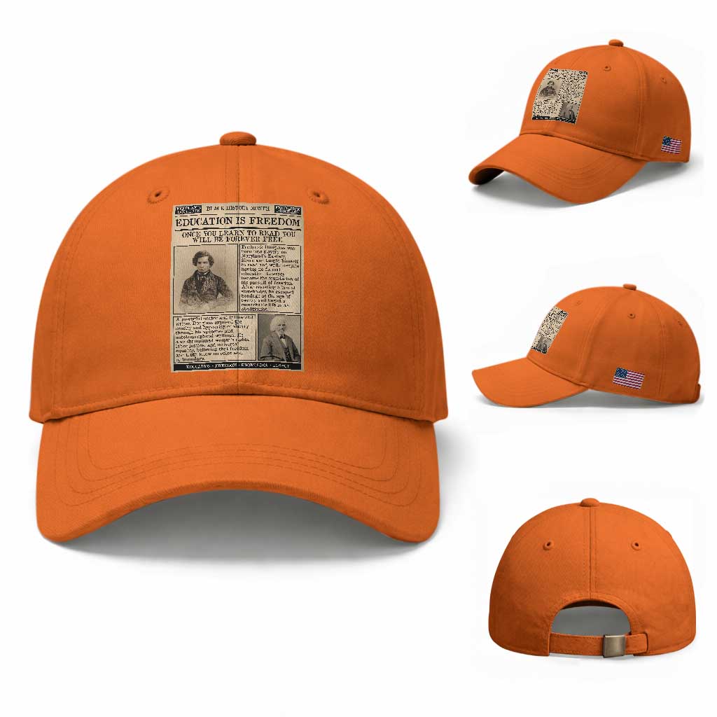 Education Is Freedom Newspaper Baseball Cap Frederick Douglass Black History Month Gift