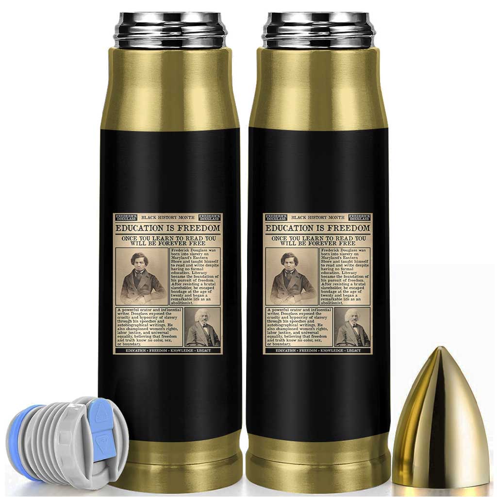 Education Is Freedom Newspaper Bullet Tumbler Frederick Douglass Black History Month Gift - Wonder Print Shop