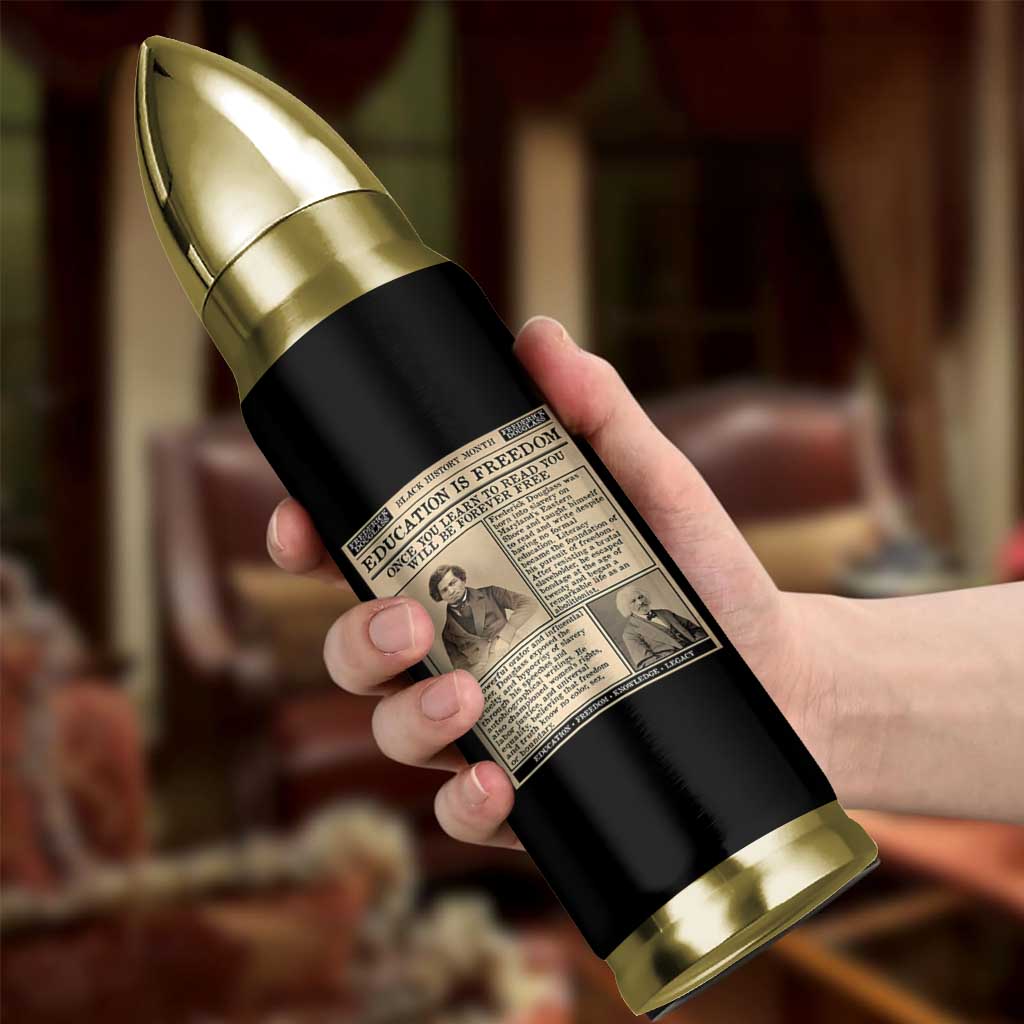 Education Is Freedom Newspaper Bullet Tumbler Frederick Douglass Black History Month Gift - Wonder Print Shop
