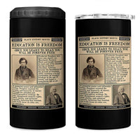 Education Is Freedom Newspaper 4 in 1 Can Cooler Tumbler Frederick Douglass Black History Month Gift - Wonder Print Shop