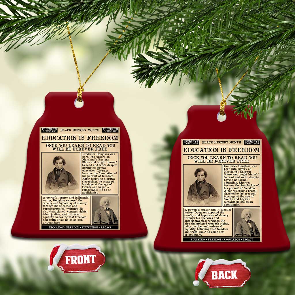Education Is Freedom Newspaper Ceramic Ornament Frederick Douglass Black History Month Gift - Wonder Print Shop