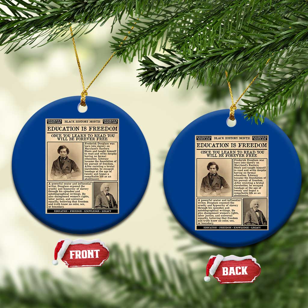 Education Is Freedom Newspaper Ceramic Ornament Frederick Douglass Black History Month Gift - Wonder Print Shop