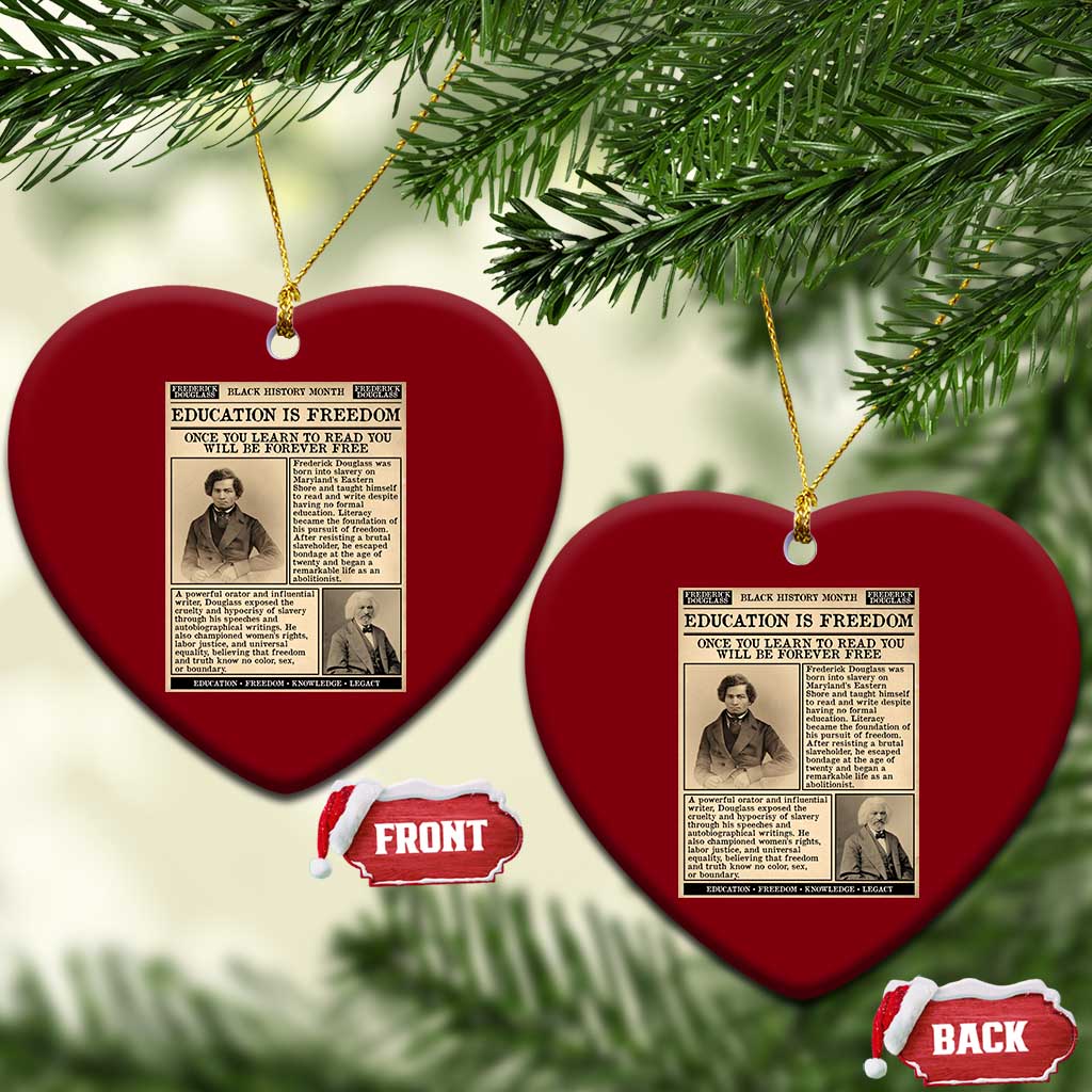Education Is Freedom Newspaper Ceramic Ornament Frederick Douglass Black History Month Gift - Wonder Print Shop