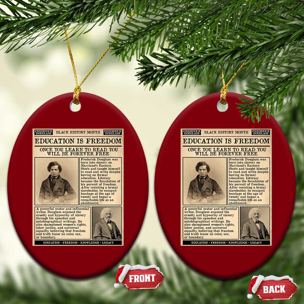 Education Is Freedom Newspaper Ceramic Ornament Frederick Douglass Black History Month Gift - Wonder Print Shop