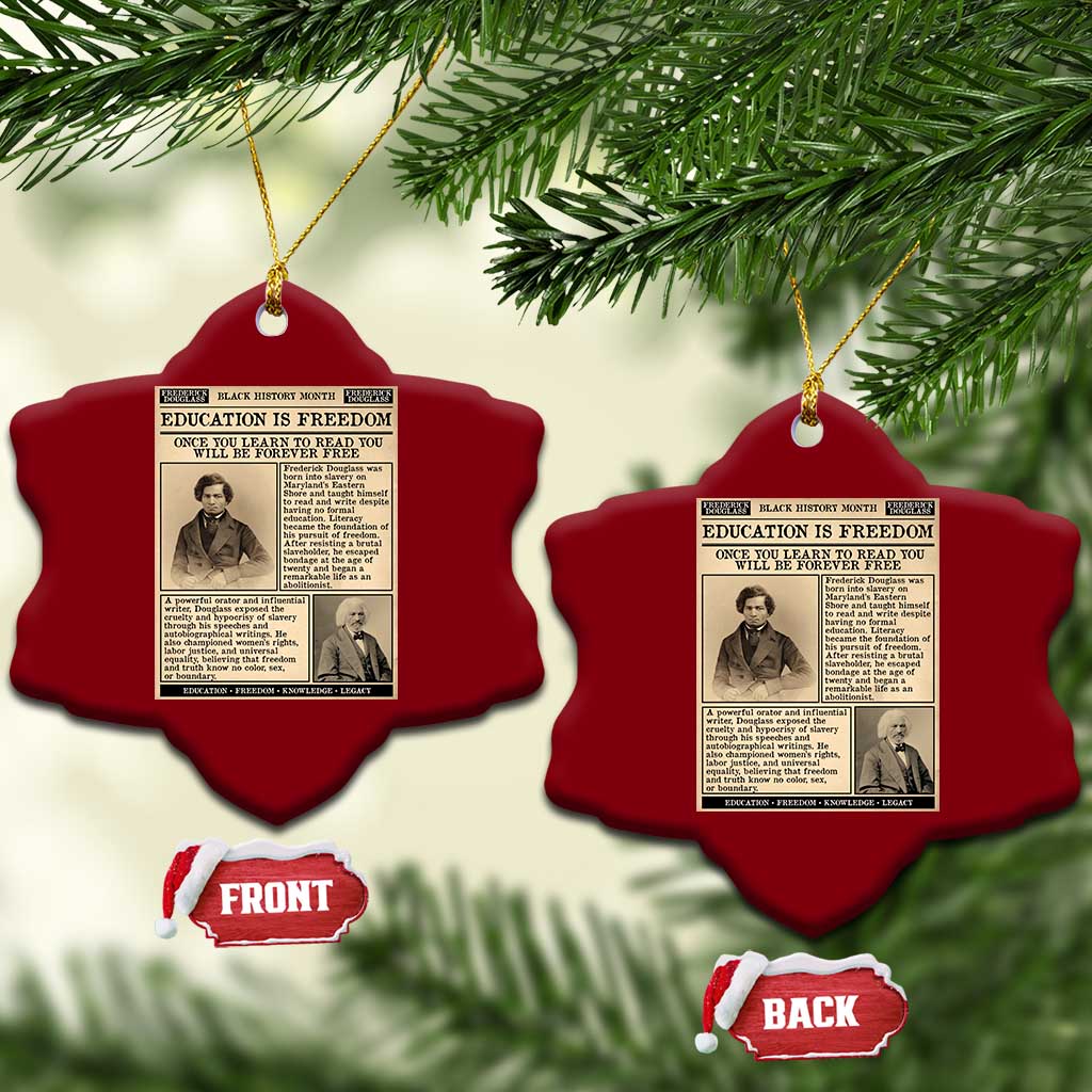 Education Is Freedom Newspaper Ceramic Ornament Frederick Douglass Black History Month Gift - Wonder Print Shop