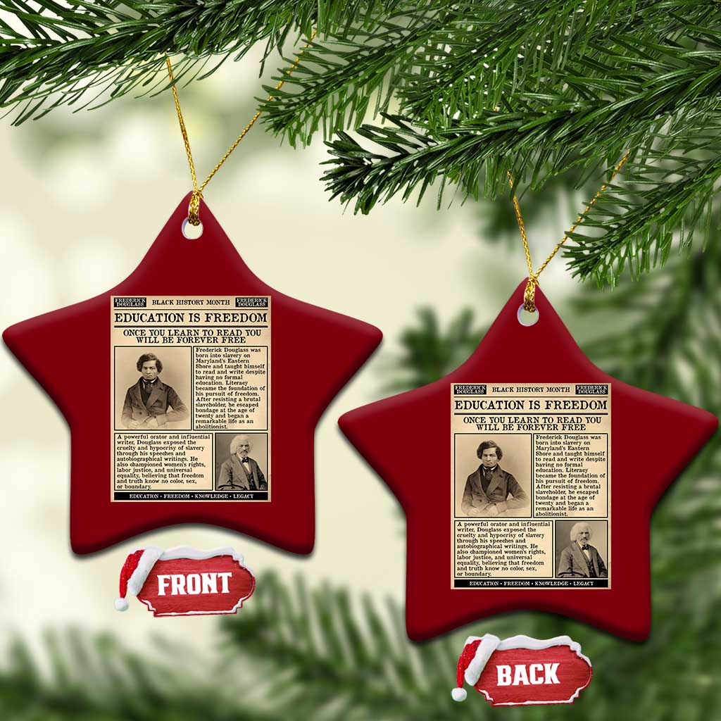 Education Is Freedom Newspaper Ceramic Ornament Frederick Douglass Black History Month Gift - Wonder Print Shop