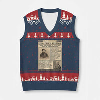 Education Is Freedom Newspaper V-Neck Knit Sweater Vest Frederick Douglass Black History Month Gift - Wonder Print Shop