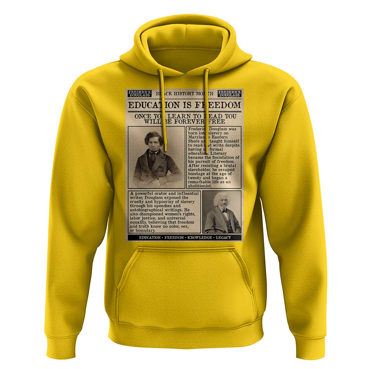 Education Is Freedom Newspaper Hoodie Frederick Douglass Black History Month Gift - Wonder Print Shop