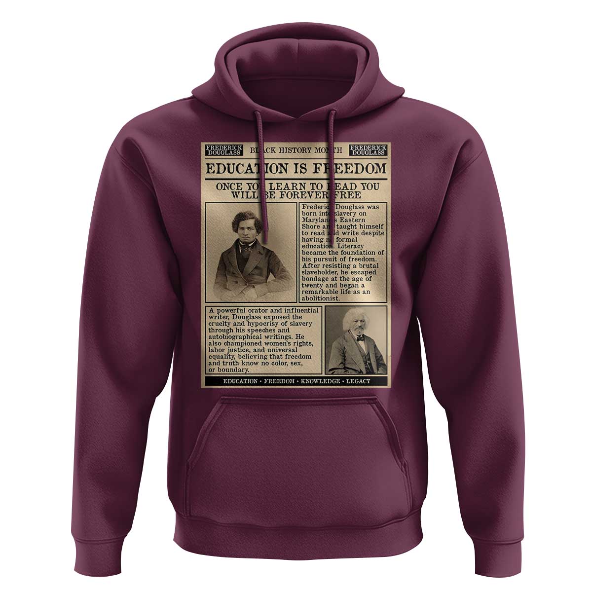 Education Is Freedom Newspaper Hoodie Frederick Douglass Black History Month Gift - Wonder Print Shop