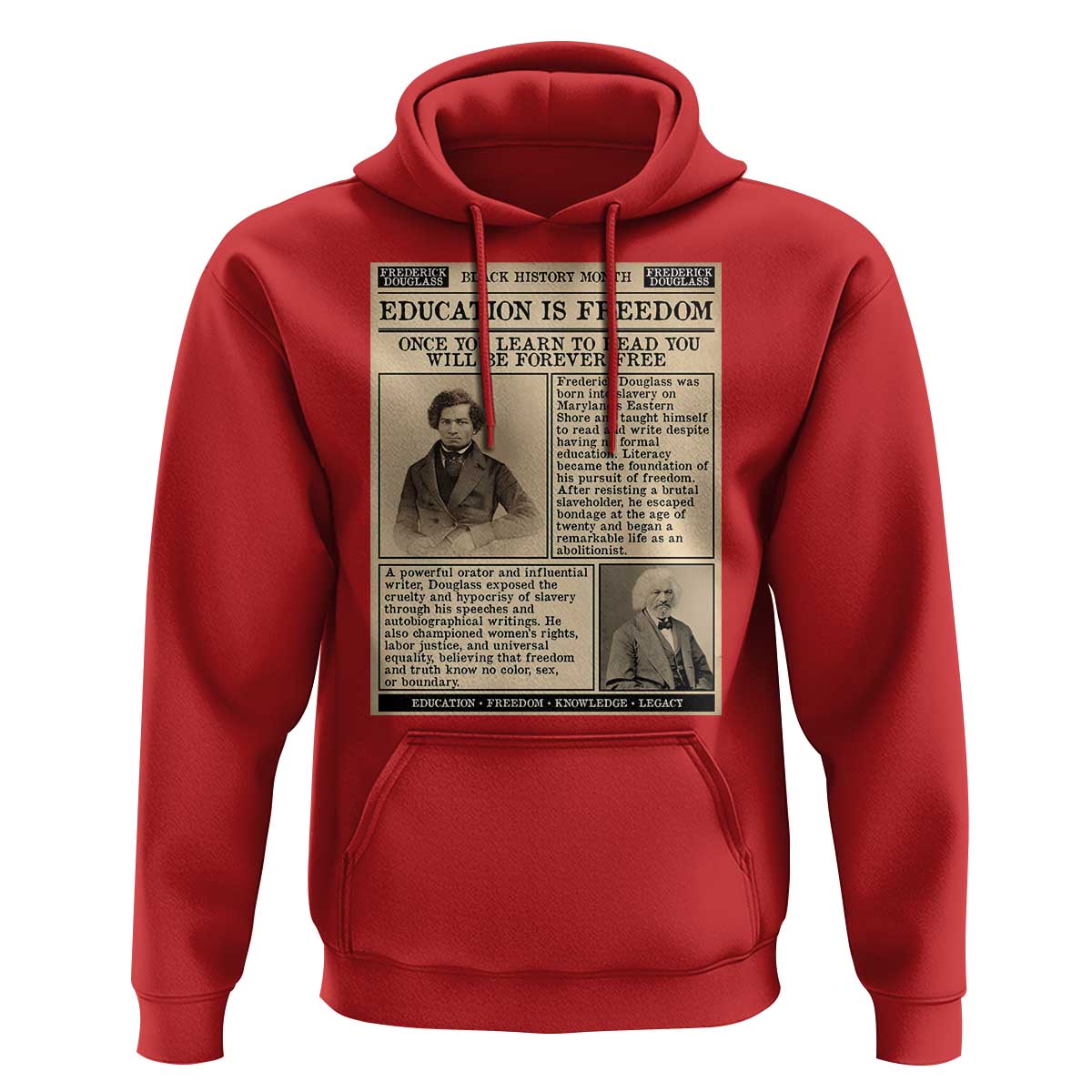 Education Is Freedom Newspaper Hoodie Frederick Douglass Black History Month Gift - Wonder Print Shop