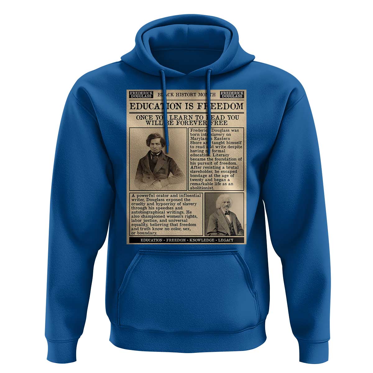 Education Is Freedom Newspaper Hoodie Frederick Douglass Black History Month Gift - Wonder Print Shop