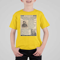 Education Is Freedom Newspaper T Shirt For Kid Frederick Douglass Black History Month Gift - Wonder Print Shop