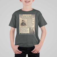 Education Is Freedom Newspaper T Shirt For Kid Frederick Douglass Black History Month Gift - Wonder Print Shop