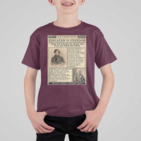 Education Is Freedom Newspaper T Shirt For Kid Frederick Douglass Black History Month Gift - Wonder Print Shop